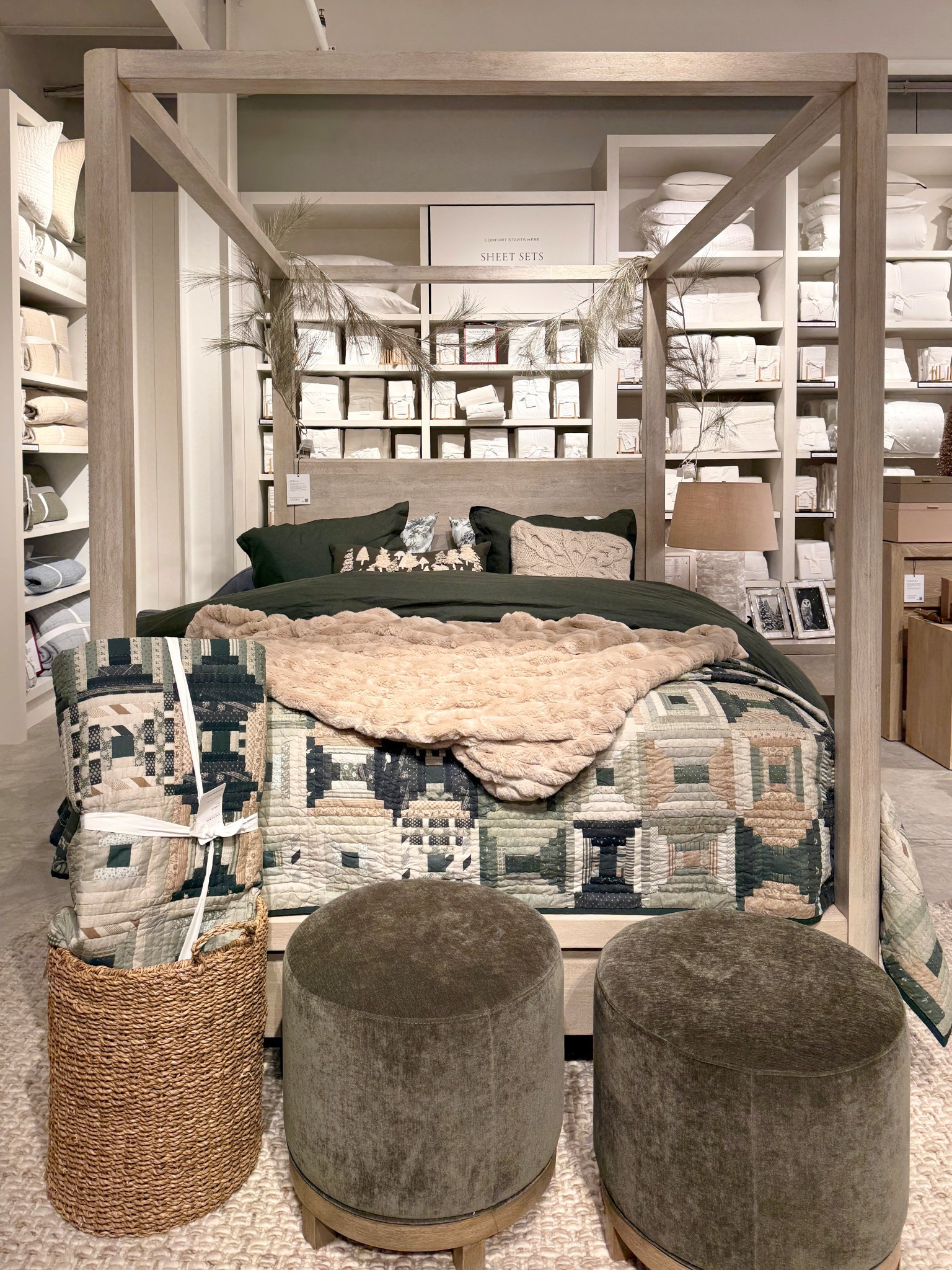 This cozy master bedroom look is giving all the warm, mountain-lodge vibes—featuring the Jaxson Quilt in multi green paired with the Aptos Canopy Bed from Pottery Barn. 🌲🤎  The layered bedding, earthy greens, and vintage-inspired pattern details create such an inviting, lived-in feel that’s perfect for a cabin or mountain home! 🏔️ I’ve linked the full setup so you can recreate this cozy, cabin-style retreat! ☺️ #Bedding #PotteryBarn #BedroomInspo

#LTKHome #LTKSaleAlert