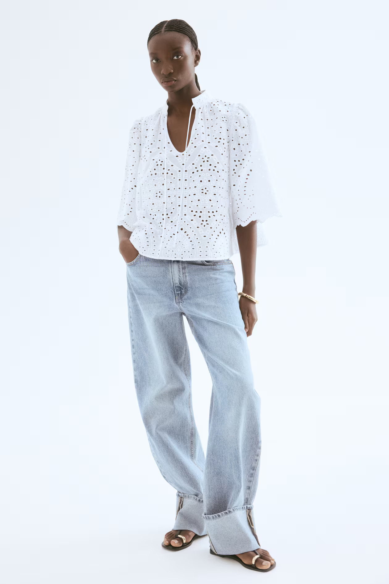 Blouse with Eyelet Embroidery | H&M (US + CA)