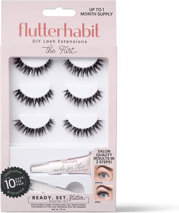 FlutterHabit Flirt Ready Set Starter Kit, DIY Eyelash Extensions, Lash Clusters | Amazon (US)