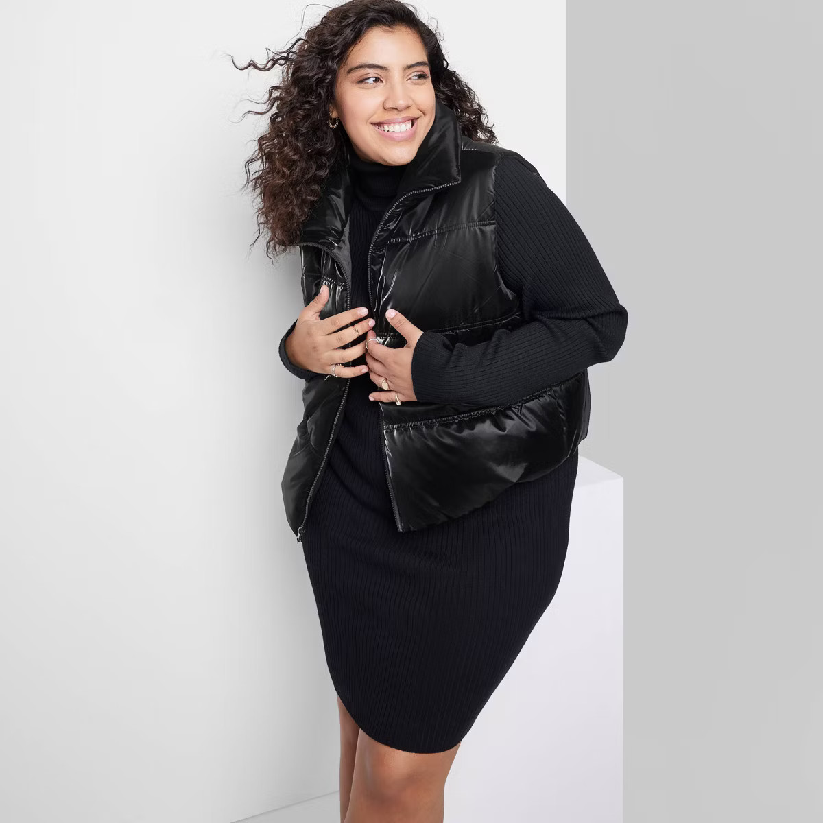 Women's Iridescent Cropped Puffer Vest - Wild Fable™ Black | Target