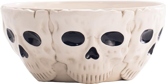 Bico Halloween Skull 10.4 inch White Candy Ceramic Serving Bowl, for treats, chocolates, cookies,... | Amazon (US)