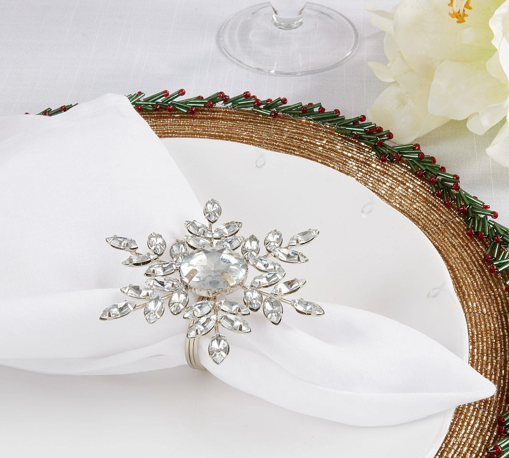 Jeweled Snowflake Napkin Rings, Set of 4 | Pottery Barn (US)
