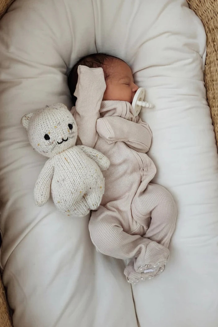 Oatmeal Bamboo Waffle Zipper Footie | Caden Lane