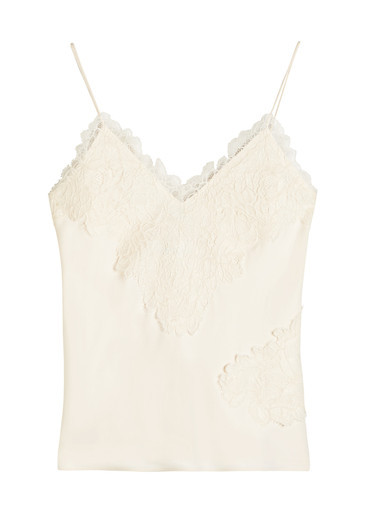 Lace-appliquéd satin top | Harvey Nichols