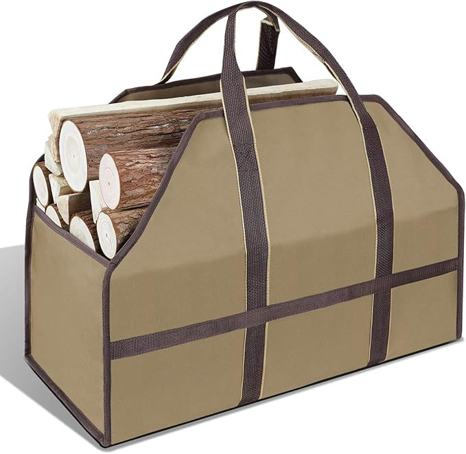 KIMHY Extra Large Firewood Carrier Bag Heavy Duty Canvas Firewood Holder Log Tote Bag for Firepla... | Amazon (US)