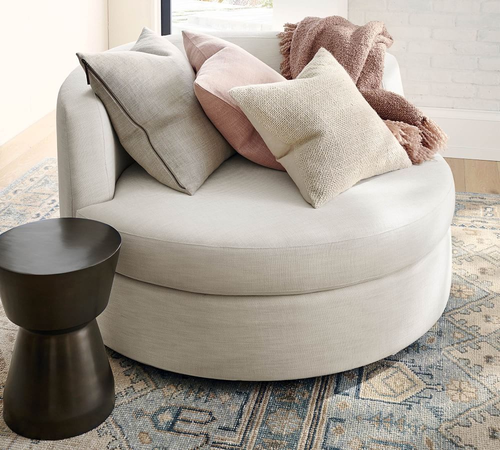 Balboa Upholstered Swivel Armchair | Pottery Barn (US)