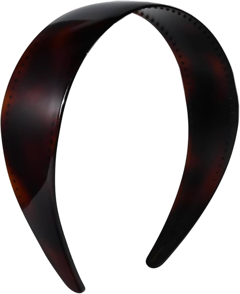 Parcelona French Tortoiseshell Headband – 1.5-Inch Width Cellulose Acetate Hairband with Inner ... | Amazon (US)