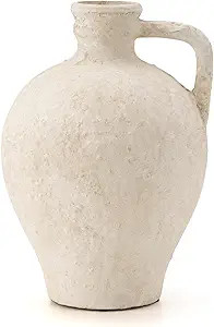 LUKA Ceramic Rustic Farmhouse Vase,8.25 inch Terracotta Vase with Handle,Neutral Clay Pot Vases D... | Amazon (US)