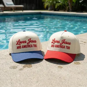 Loves Jesus and America Too Embroidered Christian 4th of July Hat, Independence Day Gift Ideas, P... | Etsy (Global)