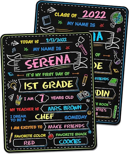First Day of School Board - 14” X 11” Double-Sided - My First and Last Day of School Sign Cha... | Amazon (US)