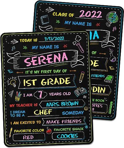 First Day of School Board - 14” X 11” Double-Sided - My First and Last Day of School Sign Cha... | Amazon (US)