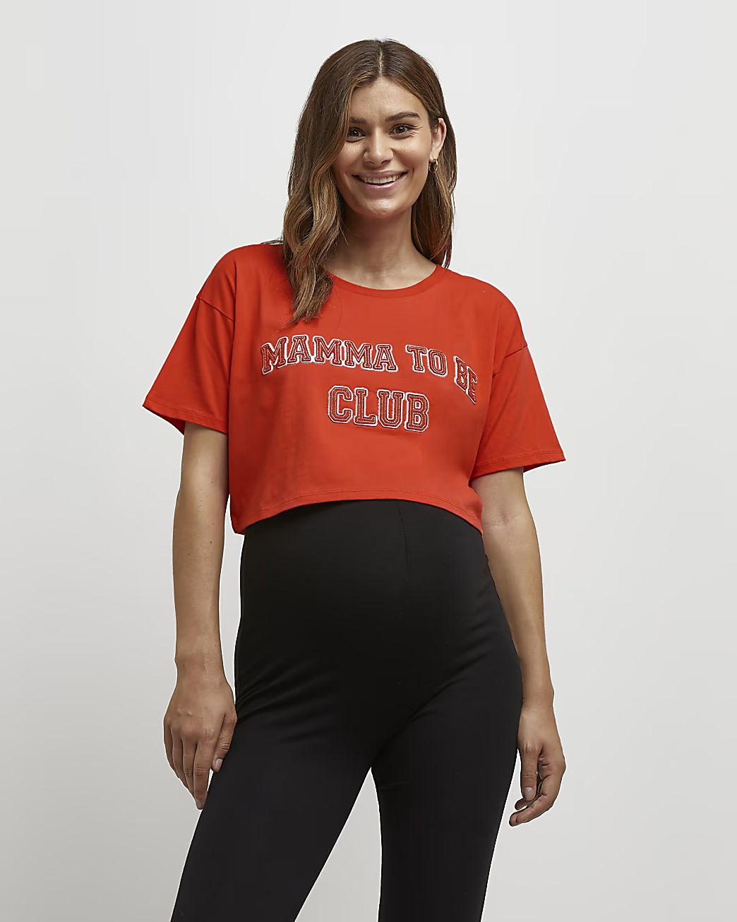 River Island Womens Red cropped maternity t-shirt | River Island (UK & IE)