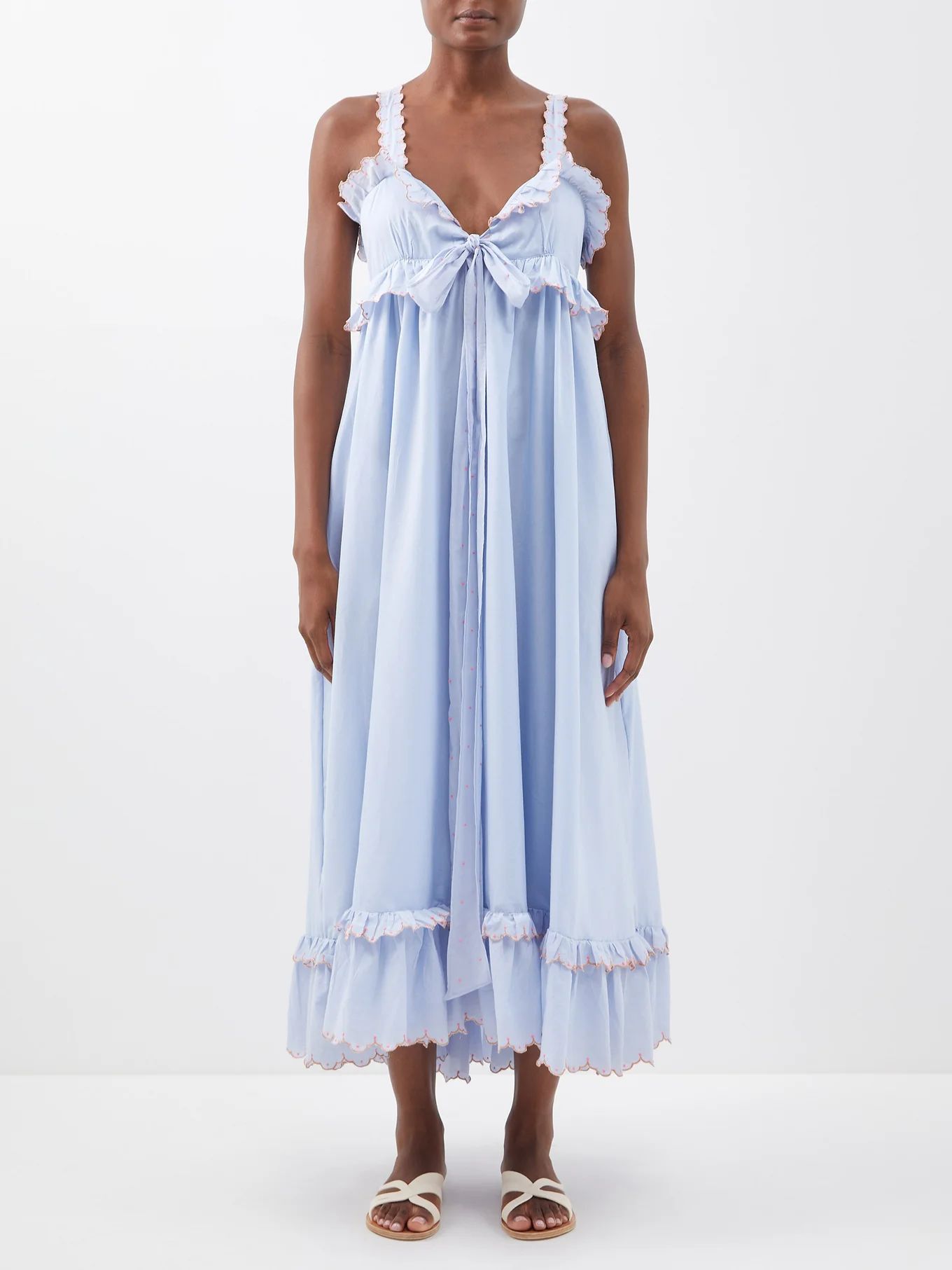 Valentina tie-knot ruffled cotton-poplin dress | Thierry Colson | Matches (US)