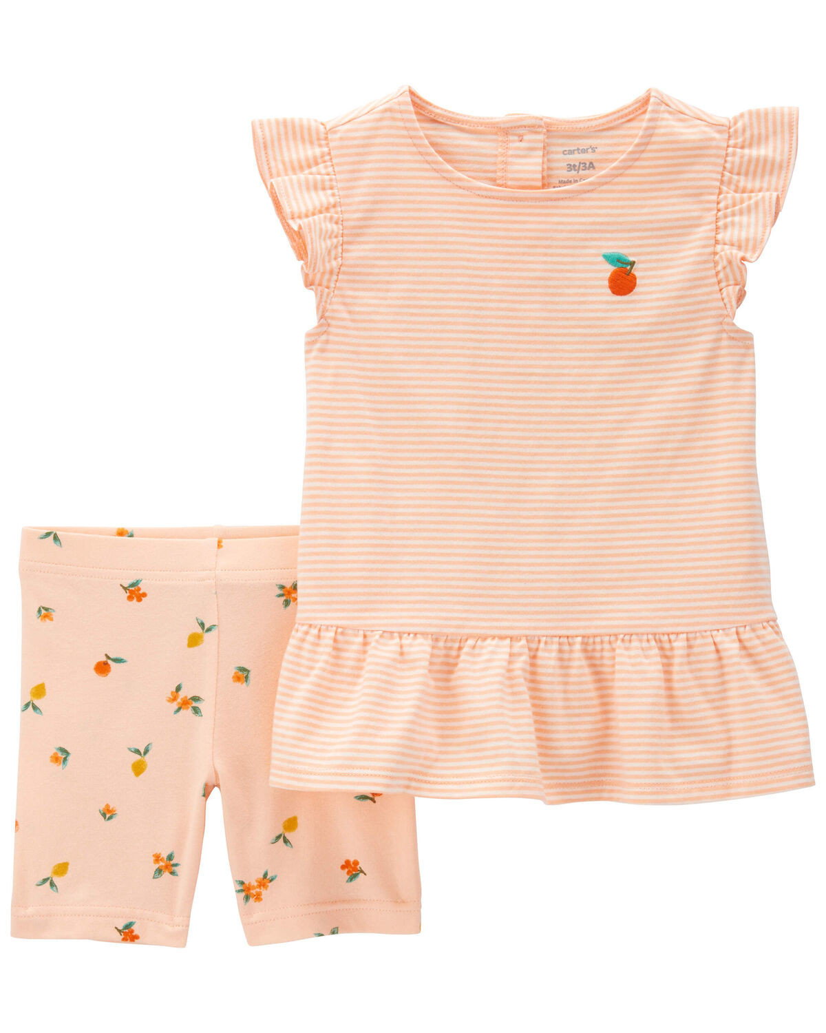 Baby 2-Piece Peach Flutter Top & Bike Short Set | Carter's