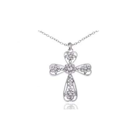 Womens Silver Cool Crystal Rhinestone Cross Necklace Pendant | Walmart (US)