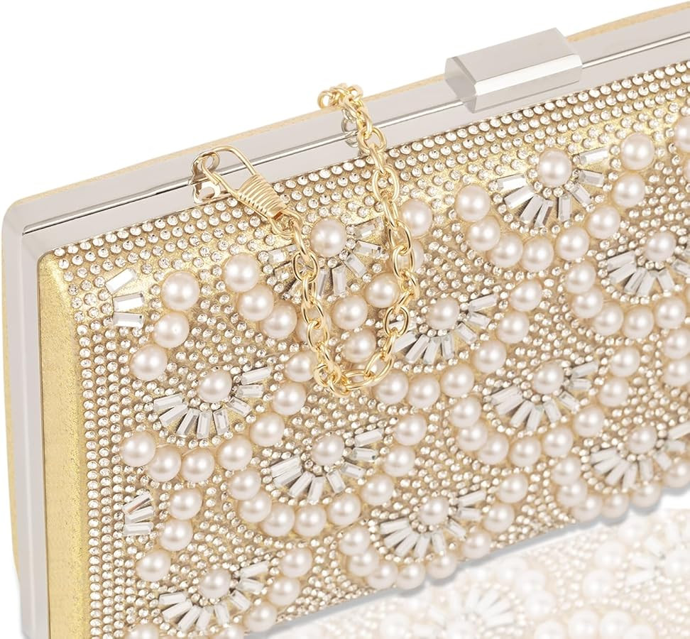Evening Clutch Pearl Purse for Women, Party Clutches Bag Wedding Formal Handbags, Women's Rhinest... | Amazon (US)