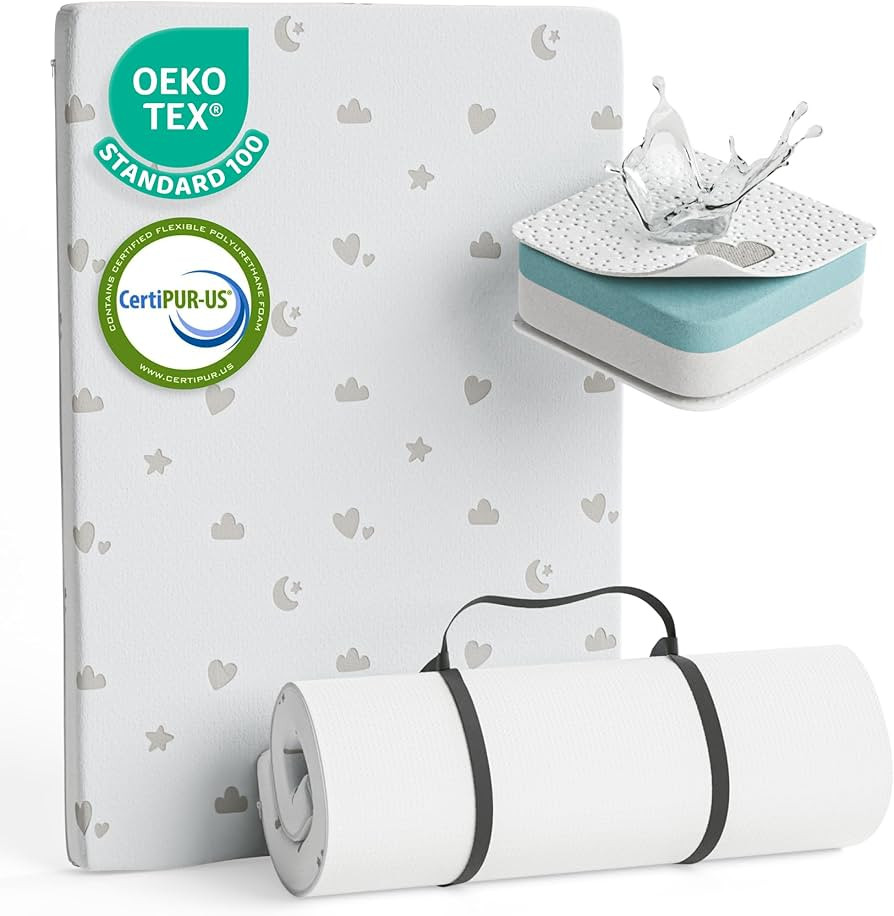 Pack and Play Mattress (38"x26"x2") with Soft Washable Breathable Cover, Waterproof, Dual Sided S... | Amazon (US)