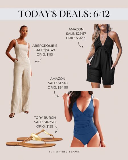 Today’s deals include a linen jumpsuit from Abercrombie, a romper from Amazon, Tory Burch sandals, and a one piece bathing suit from Amazon. 

Deal of the day, summer outfit, ootd, fashion over 40

#LTKshoecrush #LTKsalealert #LTKfindsunder50