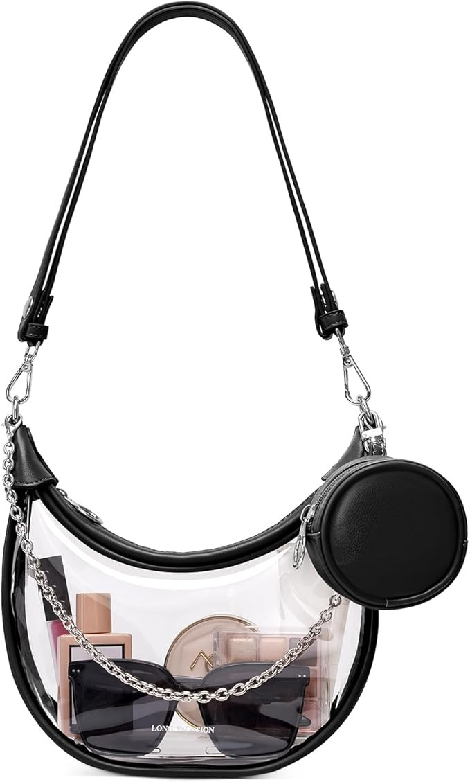 LONG VACATION Clear Bag for Stadium Events, Clear Purses for Women Stadium Crossbody, PVC Clear C... | Amazon (US)