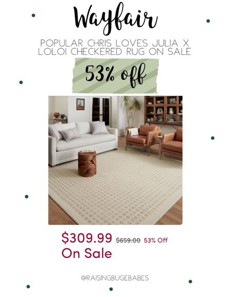 Wayfair popular Chris loves Julia x Loloi checkered rug on sale for 53% off!

#LTKhome #LTKCyberweek #LTKsalealert
