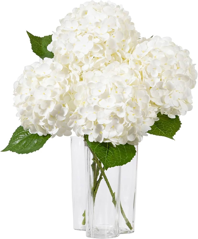 DuHouse 3Pcs Large Hydrangea Artificial Flowers,20 inch Latex Real Touch Hydrangeas Lifelike Hydr... | Amazon (US)