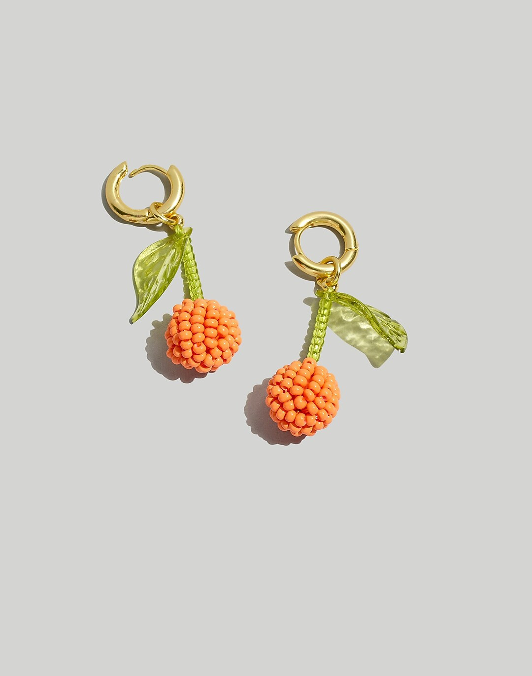 Orange Beaded Huggie Hoop Earrings | Madewell