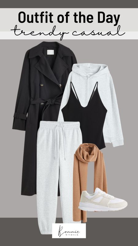Be THAT girl with this effortlessly chic outfit of the day. Pairing a trench coat with a sweat set and cashmere scarf is the perfect way to elevate your errands outfit, school pick up outfit, coffee with the girls outfit and beyond. 🖤 Midsize Fashion | Cozy Outfit | Elevated Casual OOTD | Midsize Outfit of the Day | Trench Coat | Sneakers | Lounge Set

#LTKSeasonal #LTKstyletip #LTKcurves