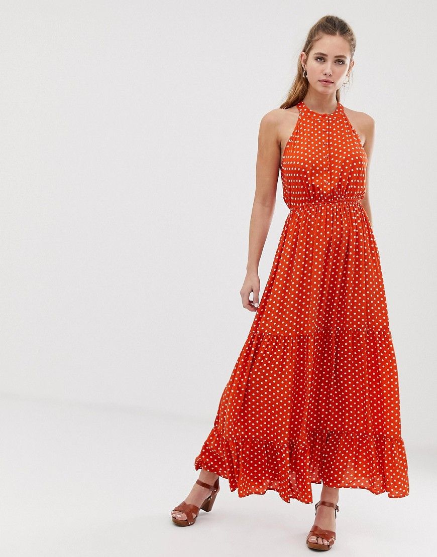 Brave Soul skye maxi dress in spot print-Orange | ASOS (Global)