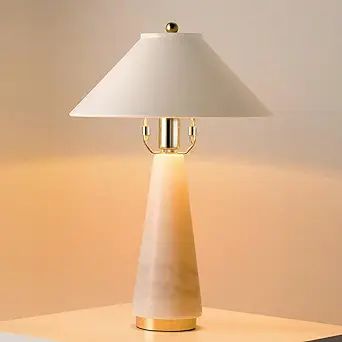 MAGCHARM Table Lamp, Bedside Lamps with 4W LED Bulb, Natural Marble Base, Metal Lampshade, 3000K ... | Amazon (US)