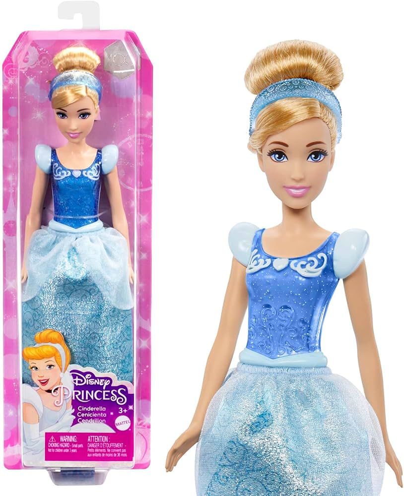 Mattel Disney Princess Cinderella Fashion Doll, Sparkling Look with Blonde Hair, Blue Eyes & Hair... | Amazon (US)