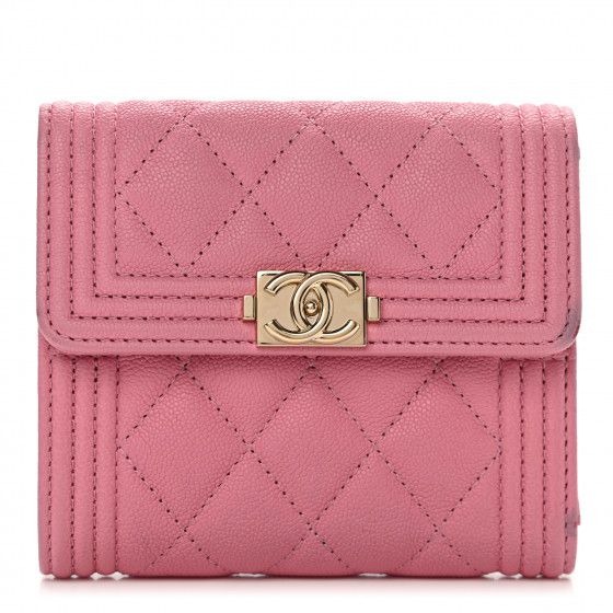 CHANEL Caviar Quilted Compact Boy Wallet Pink | FASHIONPHILE | Fashionphile