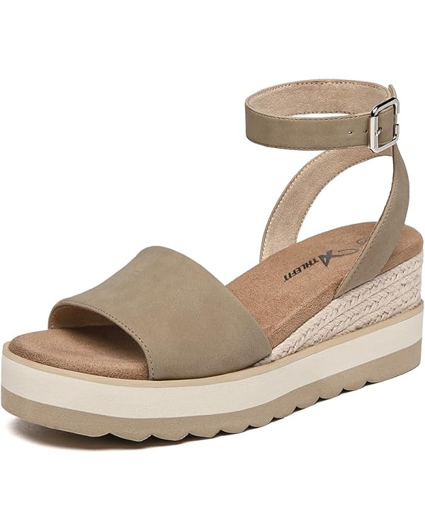 Athlefit Women's Platform Sandals Buckle Ankle Strap Open Toe Espadrille Wedge Sandals | Amazon (US)