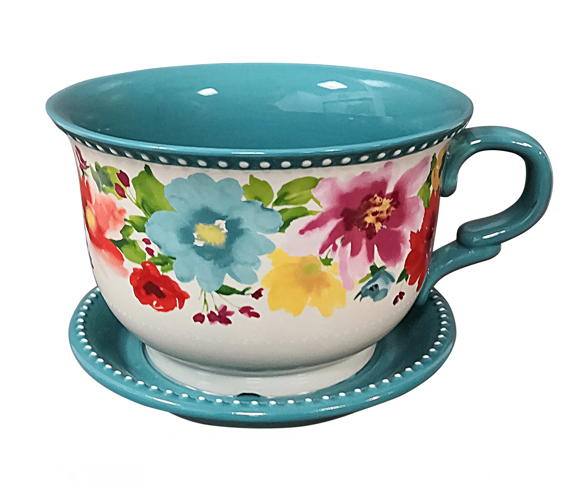 The Pioneer Woman Breezy Blossoms Teacup Planter, 10 in, Stoneware - Walmart.com | Walmart (US)