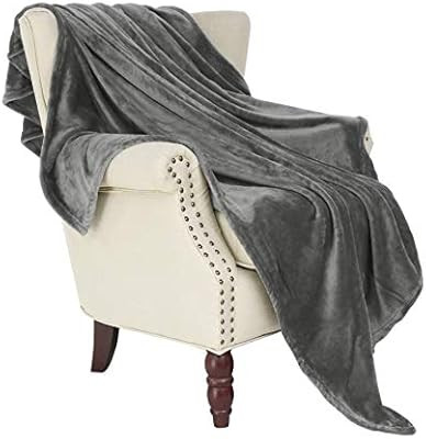 Exclusivo Mezcla Large Flannel Fleece Velvet Plush Throw Blanket – 50" x 70" (Grey) | Amazon (US)