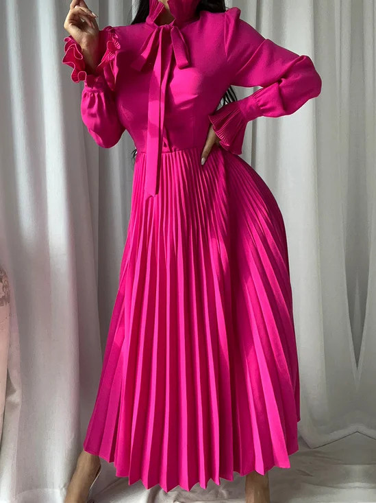 Casual Suede Tassel Hem Balloon Sleeve Mini Dress | Stylewe