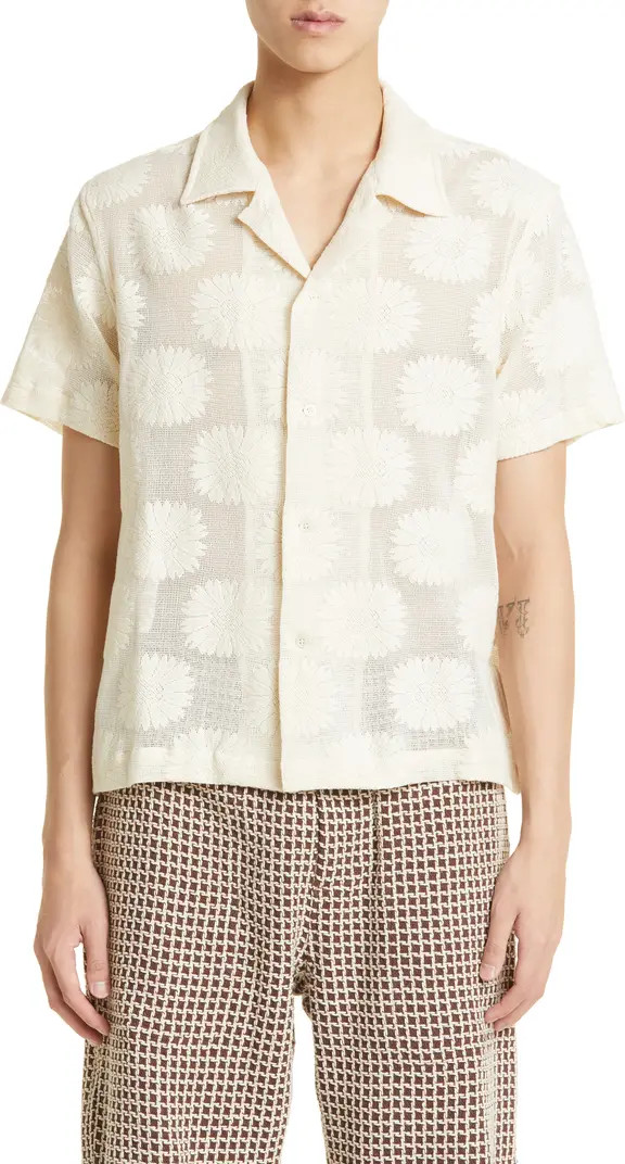 Sunflower Lace Short Sleeve Button-Up Shirt | Nordstrom