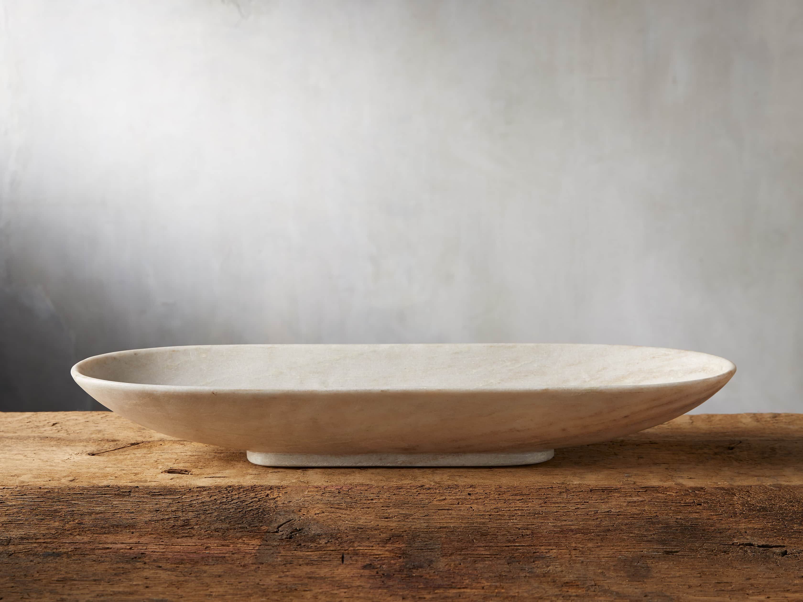 White Marble Oval Bowl | Arhaus