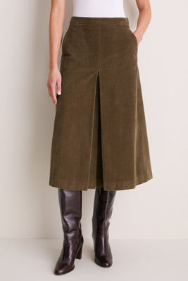 Burnt Olive Corduroy Phoebe Midi Skirt | Tuckernuck (US)
