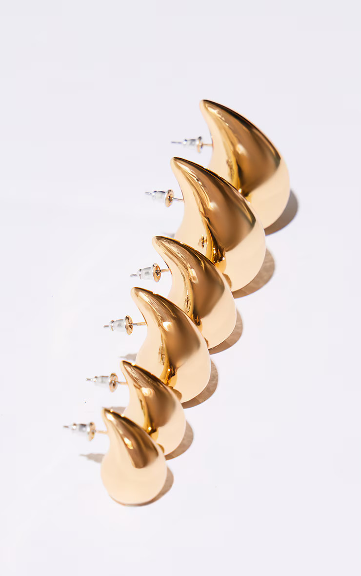 Gold Tear Drop Stud Earring Multi-pack | PrettyLittleThing UK