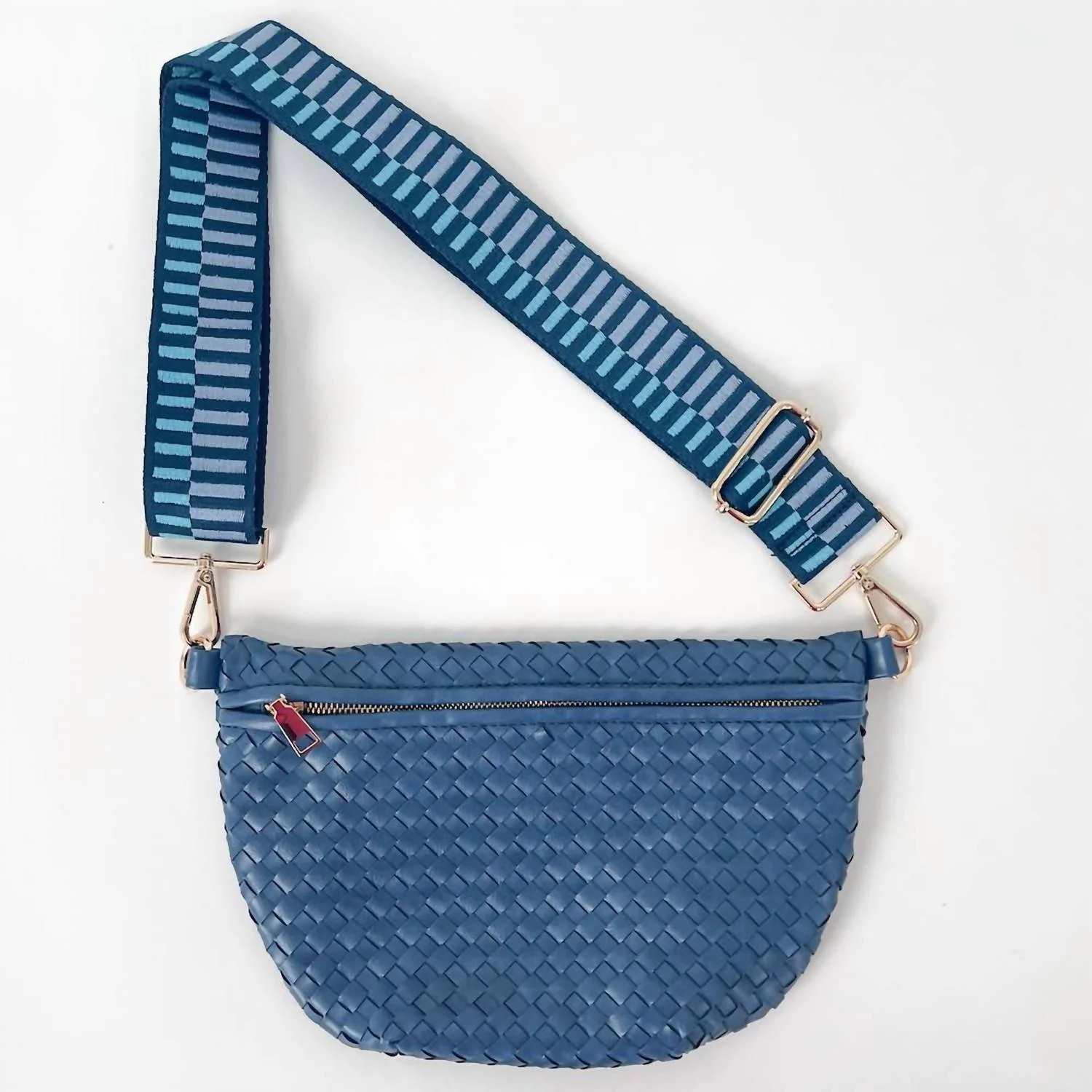 Women's Westlyn Woven Bum Bag In Metallic Navy | Shop Simon