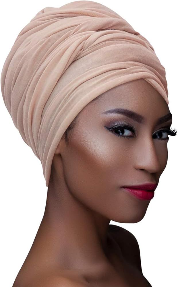 Head Wraps Turbans Stretch Jersey Knit Headwraps Wrap Turban Scarf Tie for Women | Amazon (US)