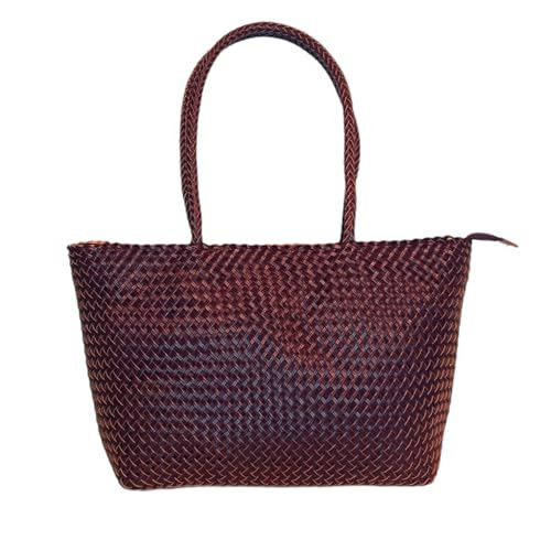 Large Leather Tote Bag for Women - Premium Quality Woven Leather Handbag with Superior Zipper Clo... | Amazon (US)