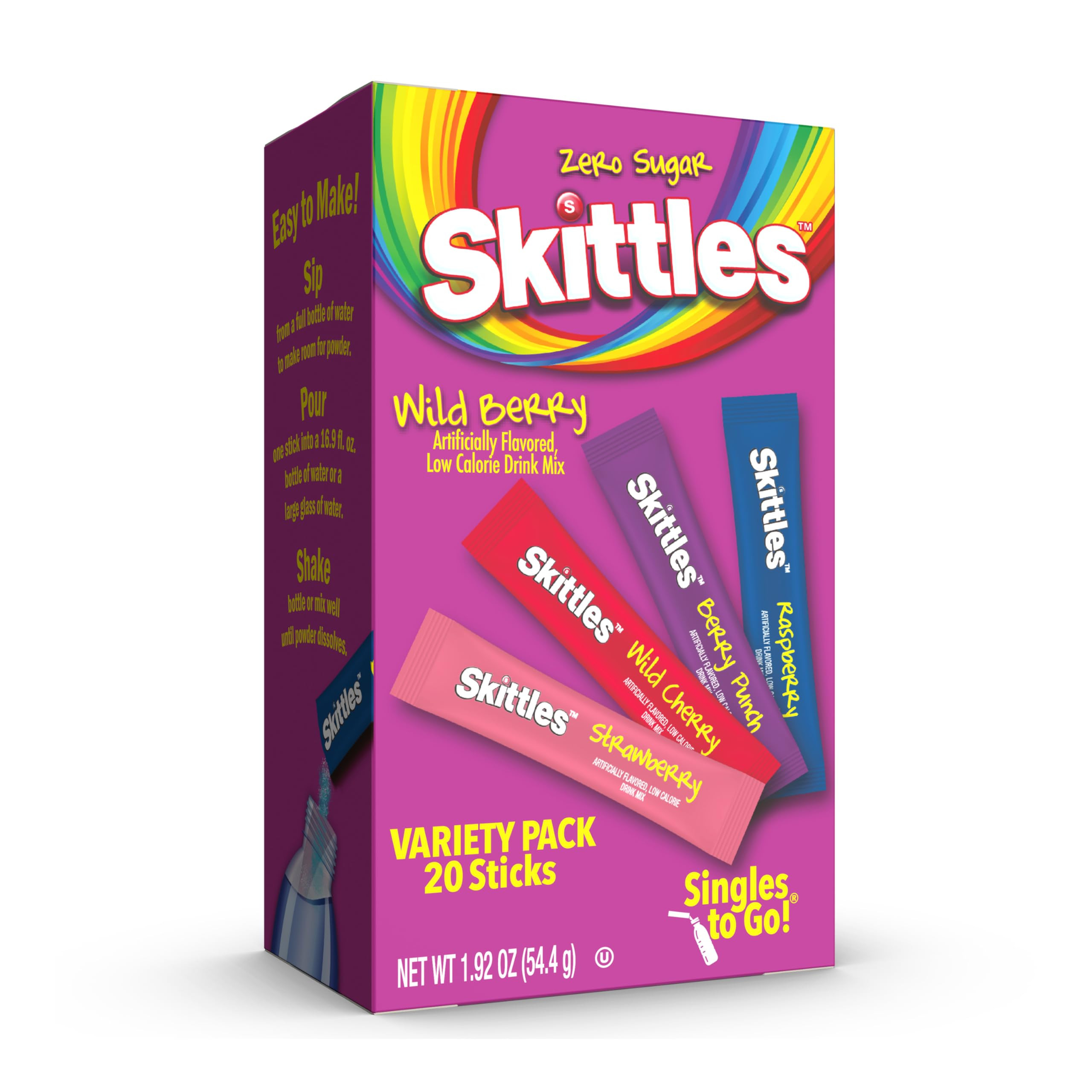 Skittles Singles To Go Variety Pack, Watertok Powdered Drink Mix, Zero Sugar, Low Calorie, Includ... | Amazon (US)