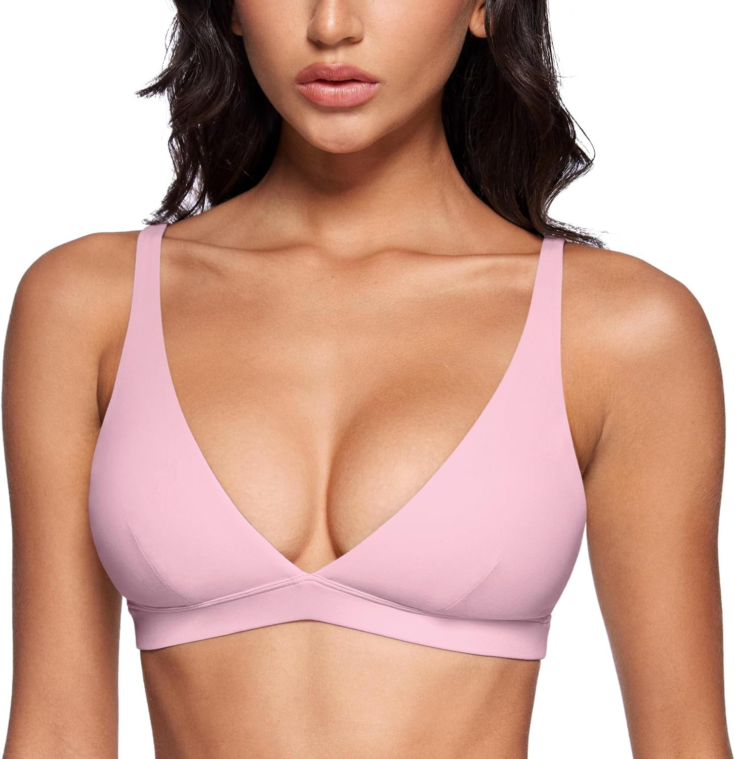 INGIA Deep V-Neck Sports Bra Padded U Back Yoga Workout Bra | Amazon (US)