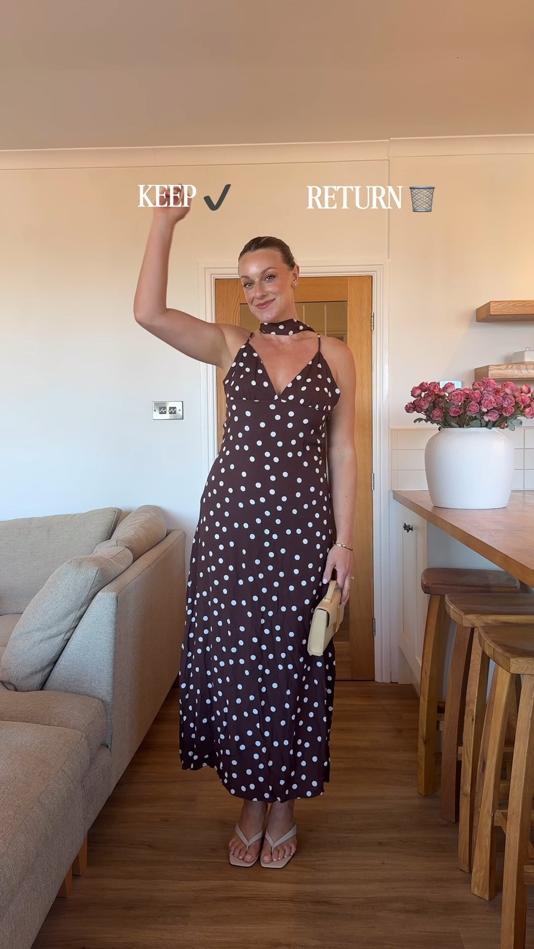 Keep or return these summer dresses - brown Polka dot midi dress, brown day dress midi, white beach dress midi - midsize 12/14 try on

#LTKsummer #LTKeurope #LTKmidsize