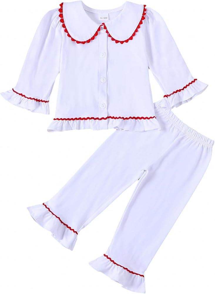 MAINESAKA Toddler Baby Girl Hallowen Christmas Pajamas Button Down Shirt Long Pants 2 Piece Pjs S... | Amazon (US)