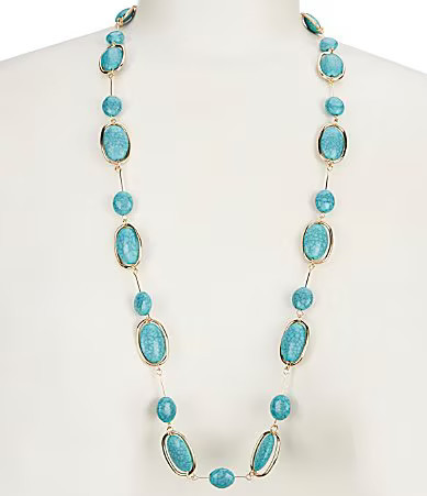 Dillard's Turquoise Long Strand Necklace - Turquoise/Gold | Dillard's
