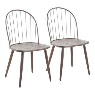 Lumisource Riley Dark Walnut Wood and Bronze Metal High Back Dining Chair (Set of 2) CH-RILEYHB B... | The Home Depot