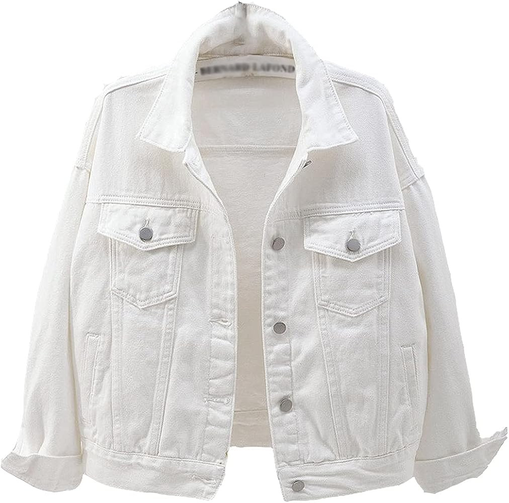 COWOKA Women's Denim Cotton Button Closed Long Sleeve Solid Color Jacket With Pockets | Amazon (US)