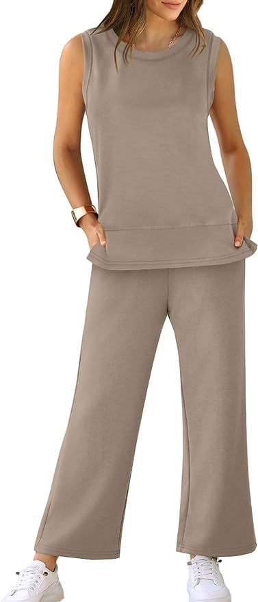 XIEERDUO Women's 2 Piece Outfits Summer Travel Tracksuit Wide Leg Pants Matching Sets Loose Loung... | Amazon (US)